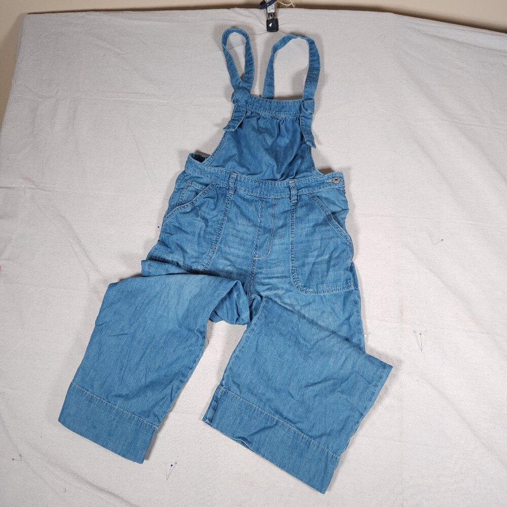 Anthropologie Pilcro Wide-Leg Denim Overalls Jumpsuit Size 28 Cropped Adjustable